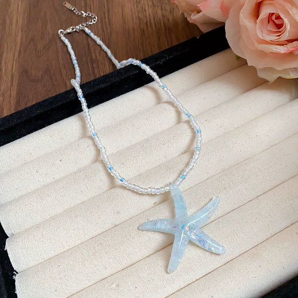 Wholesale Pendant Necklace Handmade Artificial Crystal And Shell Animal Zodiac Clavicle Chain For Women Vacation Style