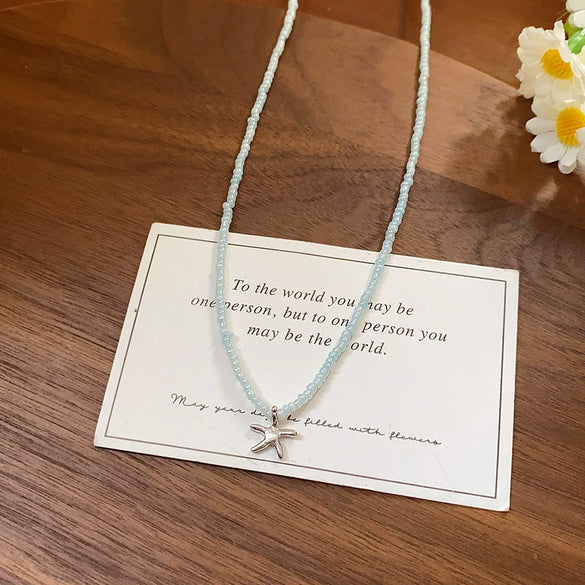 Wholesale Pendant Necklace Handmade Artificial Crystal And Shell Animal Zodiac Clavicle Chain For Women Vacation Style