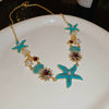 Wholesale Pendant Necklace Handmade Artificial Crystal And Shell Animal Zodiac Clavicle Chain For Women Vacation Style