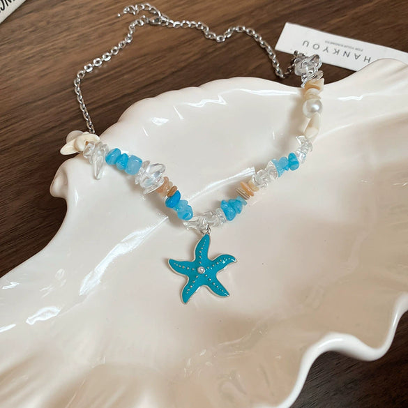 Wholesale Pendant Necklace Handmade Artificial Crystal And Shell Animal Zodiac Clavicle Chain For Women Vacation Style