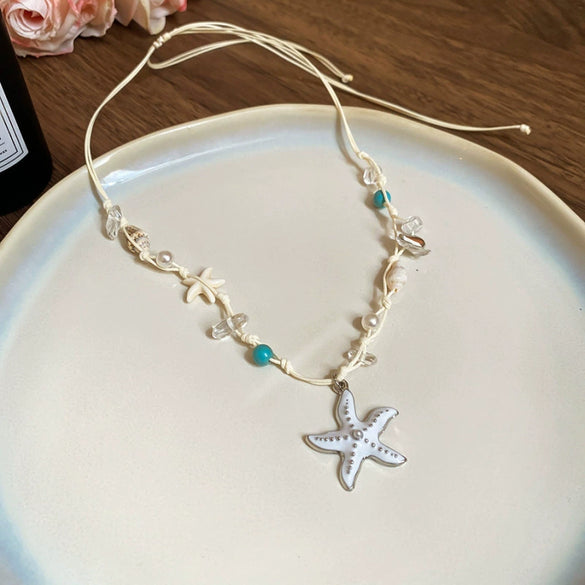 Wholesale Pendant Necklace Handmade Artificial Crystal And Shell Animal Zodiac Clavicle Chain For Women Vacation Style