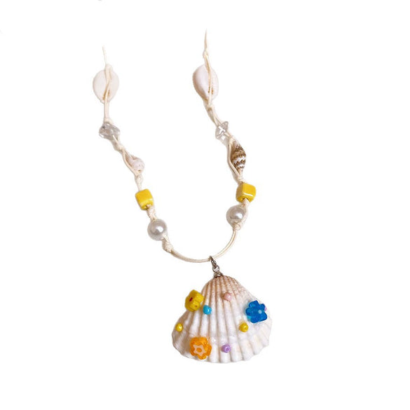 Wholesale Pendant Necklace Handmade Artificial Crystal And Shell Animal Zodiac Clavicle Chain For Women Vacation Style