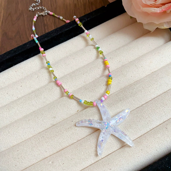 Wholesale Pendant Necklace Handmade Artificial Crystal And Shell Animal Zodiac Clavicle Chain For Women Vacation Style