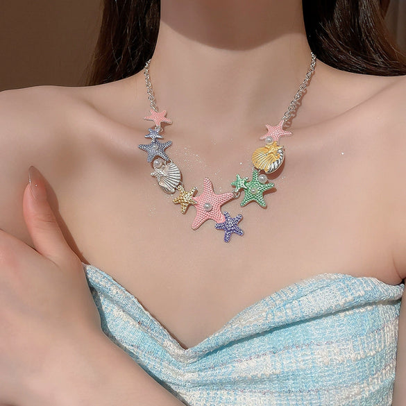 Wholesale Pendant Necklace Handmade Artificial Crystal And Shell Animal Zodiac Clavicle Chain For Women Vacation Style