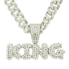 Wholesale Pendant Necklace Men's Hiphop Style Alloy With Rhinestone And Letter Pattern Cuban Chain
