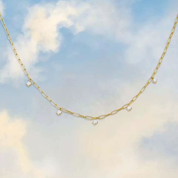 Wholesale Pendant Necklace Natural Opal Zircon Stainless Steel Ochain Geometric Retro Electroplated