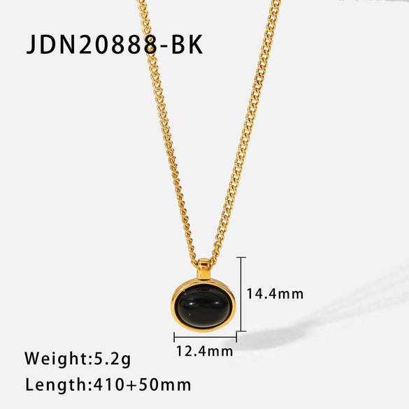 Wholesale Pendant Necklace Natural Stone Oval Geometric Stainless Steel Titanium Steel Electroplated Women's Jewelry