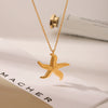 Wholesale Pendant Necklace Ocean Style Starfish Titanium Steel With Animal Zodiac Pattern And Vacuum Plating For Women