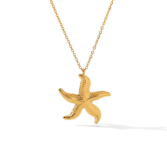 Wholesale Pendant Necklace Ocean Style Starfish Titanium Steel With Animal Zodiac Pattern And Vacuum Plating For Women