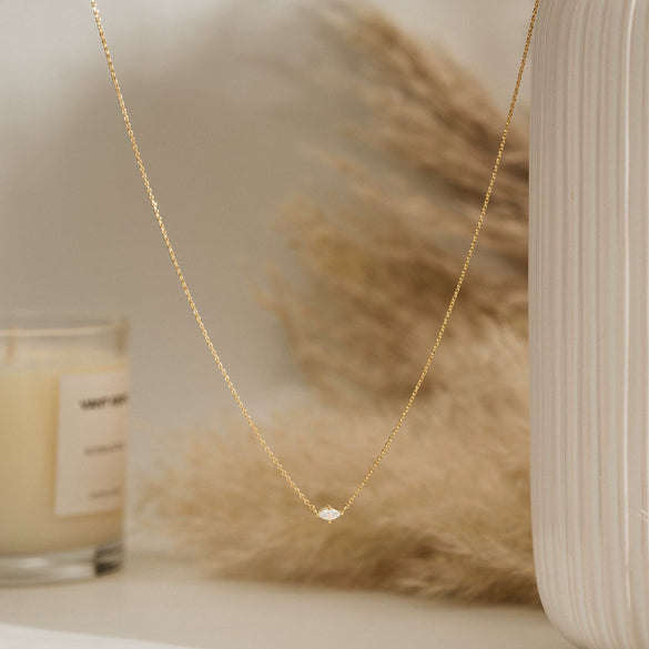 Wholesale Pendant Necklace Organic Glass Marquise Zircon Copper Ochain Electroplating Geometric Fashion Unisex