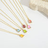 Wholesale Pendant Necklace Oval Mixed Gemstone Setting Copper Geometric Electroplating O Word Chain For Women