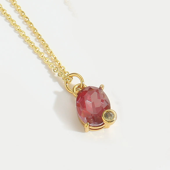 Wholesale Pendant Necklace Oval Mixed Gemstone Setting Copper Geometric Electroplating O Word Chain For Women