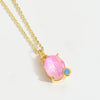 Wholesale Pendant Necklace Oval Mixed Gemstone Setting Copper Geometric Electroplating O Word Chain For Women