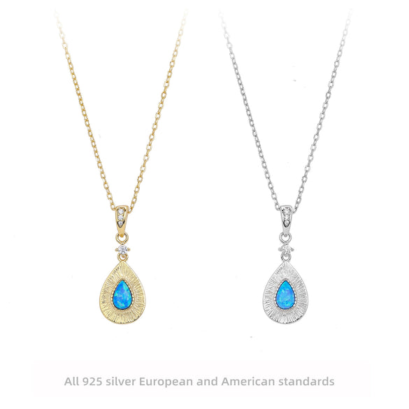 Wholesale Pendant Necklace S925 Sterling Silver Dropshaped Inlaid Zircon Minimalist Natural Style