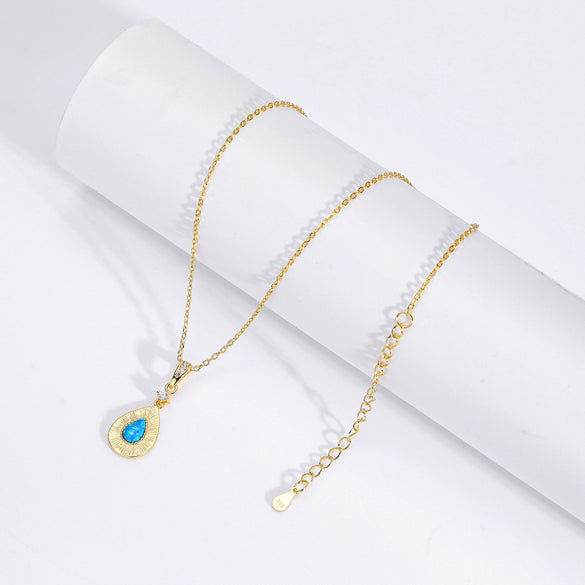 Wholesale Pendant Necklace S925 Sterling Silver Dropshaped Inlaid Zircon Minimalist Natural Style