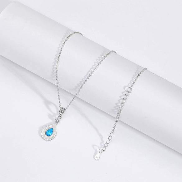 Wholesale Pendant Necklace S925 Sterling Silver Dropshaped Inlaid Zircon Minimalist Natural Style