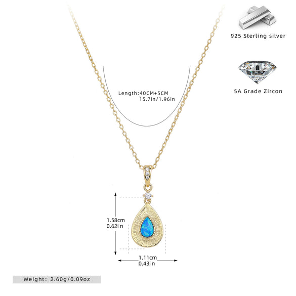 Wholesale Pendant Necklace S925 Sterling Silver Dropshaped Inlaid Zircon Minimalist Natural Style