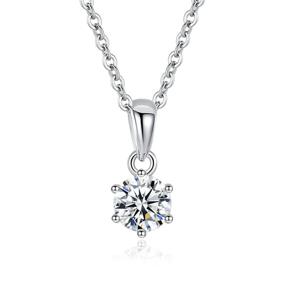 Wholesale Pendant Necklace S925 Sterling Silver Moissanite The Crown Pattern Women's Classic Six Claw Style