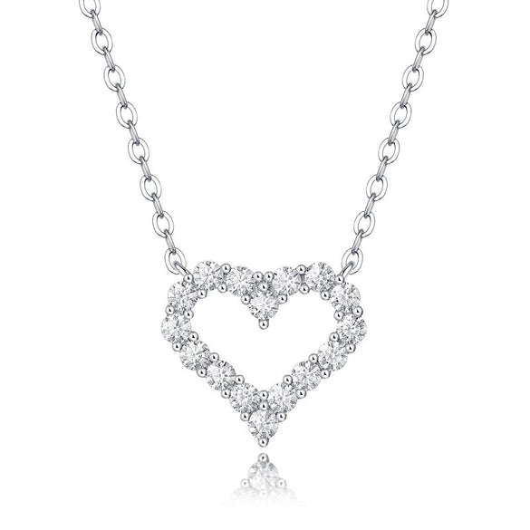 Wholesale Pendant Necklace 925 Silver Heart Shaped Moissanite Inlay