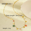 Wholesale Pendant Necklace Stainless Steel Colorful Crystal Zircon Flower Love Electroplating Style