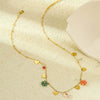 Wholesale Pendant Necklace Stainless Steel Colorful Crystal Zircon Flower Love Electroplating Style