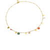 Wholesale Pendant Necklace Stainless Steel Colorful Crystal Zircon Flower Love Electroplating Style