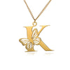 Wholesale Pendant Necklace Stainless Steel Copper Gold Plated Butterfly Letter Design
