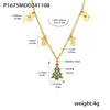 Wholesale Pendant Necklace 316L Stainless Steel Dripping Oil Zircon Geometric Christmas Element Electroplated For Women