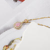 Wholesale Pendant Necklace Stainless Steel Dropshaped Microinlaid Pink Zircon Electroplating Geometric Style Ochain