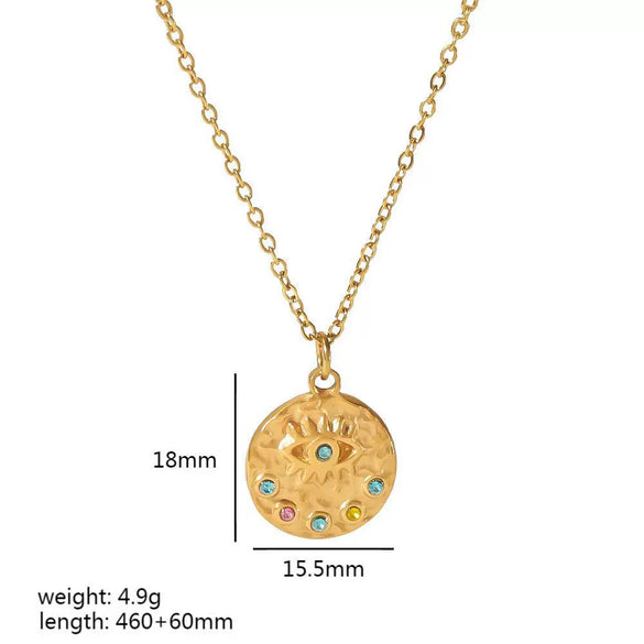 Wholesale Pendant Necklace Stainless Steel French Retro Stylish Geometric Lava Texture Inlaid Zircon 18K Gold Electroplated