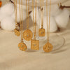 Wholesale Pendant Necklace Stainless Steel French Retro Stylish Geometric Lava Texture Inlaid Zircon 18K Gold Electroplated