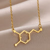 Wholesale Pendant Necklace Stainless Steel Geometric Caffeine Chemical Molecular Structure Electroplating Ochain For Women