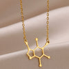Wholesale Pendant Necklace Stainless Steel Geometric Caffeine Chemical Molecular Structure Electroplating Ochain For Women