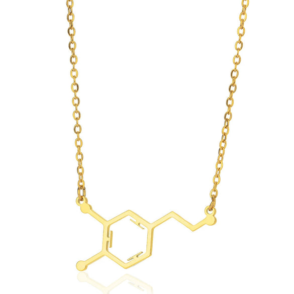 Wholesale Pendant Necklace Stainless Steel Geometric Caffeine Chemical Molecular Structure Electroplating Ochain For Women