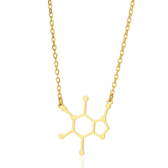 Wholesale Pendant Necklace Stainless Steel Geometric Caffeine Chemical Molecular Structure Electroplating Ochain For Women