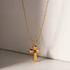 Wholesale Pendant Necklace Stainless Steel Geometric Retro Normcore Style Stereo Hammered Gold Electroplated For Women