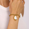 Wholesale Pendant Necklace Stainless Steel Geometric Shaped Pearl Cross 18K Gold Plated Electroplating For Women
