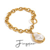 Wholesale Pendant Necklace Stainless Steel Geometric Shaped Pearl Cross 18K Gold Plated Electroplating For Women