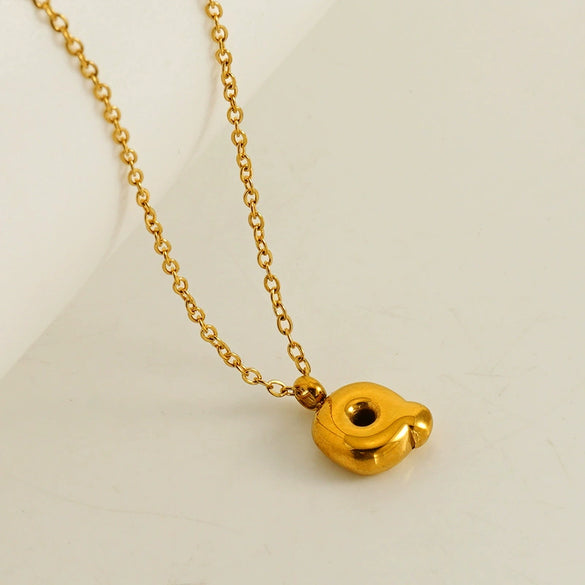 Wholesale Pendant Necklace Stainless Steel Gold Electroplated Mini Bubble Letter Style