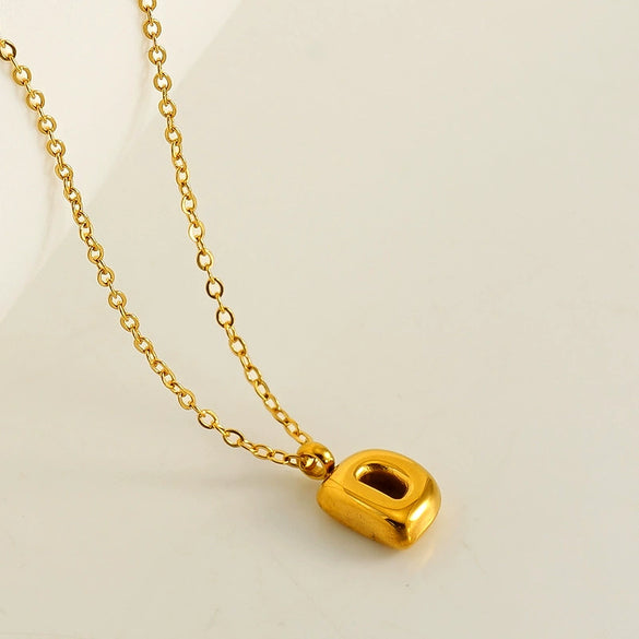 Wholesale Pendant Necklace Stainless Steel Gold Electroplated Mini Bubble Letter Style