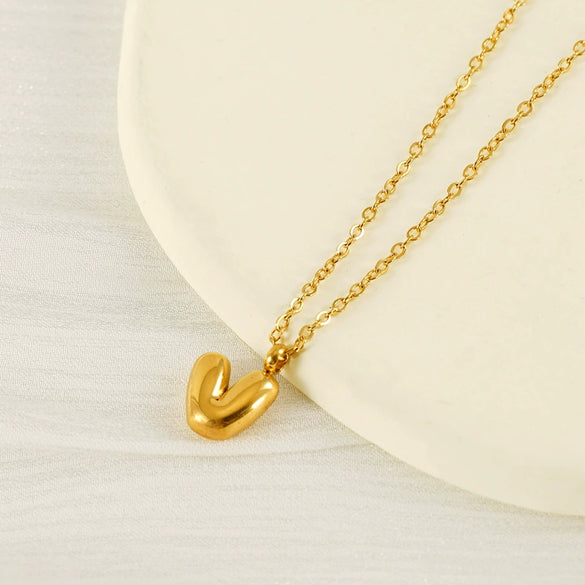 Wholesale Pendant Necklace Stainless Steel Gold Electroplated Mini Bubble Letter Style