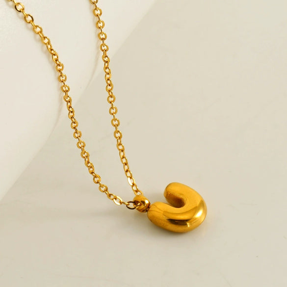 Wholesale Pendant Necklace Stainless Steel Gold Electroplated Mini Bubble Letter Style