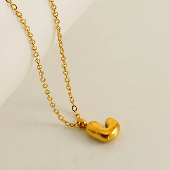 Wholesale Pendant Necklace Stainless Steel Gold Electroplated Mini Bubble Letter Style