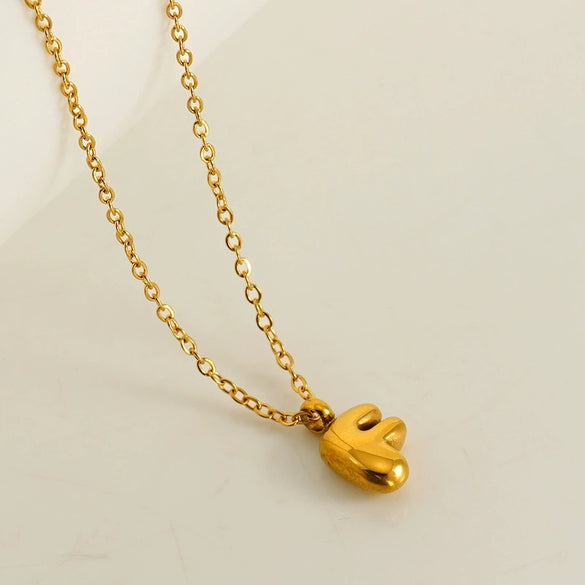 Wholesale Pendant Necklace Stainless Steel Gold Electroplated Mini Bubble Letter Style