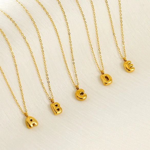 Wholesale Pendant Necklace Stainless Steel Gold Electroplated Mini Bubble Letter Style