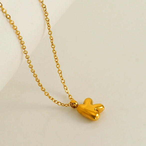 Wholesale Pendant Necklace Stainless Steel Gold Electroplated Mini Bubble Letter Style