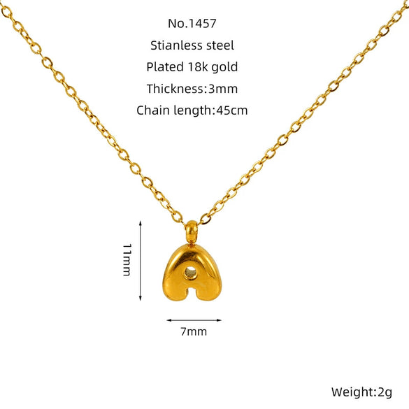 Wholesale Pendant Necklace Stainless Steel Gold Electroplated Mini Bubble Letter Style