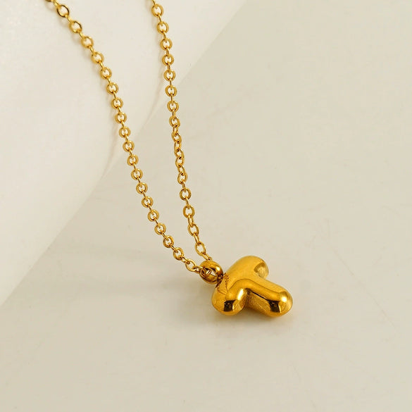 Wholesale Pendant Necklace Stainless Steel Gold Electroplated Mini Bubble Letter Style