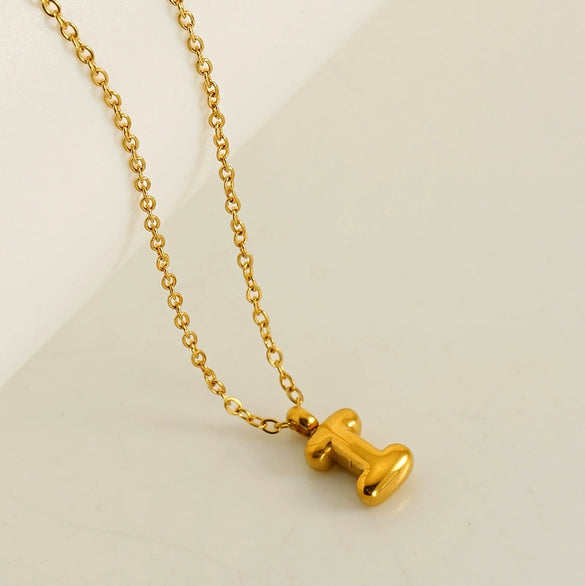Wholesale Pendant Necklace Stainless Steel Gold Electroplated Mini Bubble Letter Style