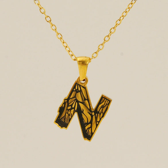 Wholesale Pendant Necklace Stainless Steel Gold Plated Letter Pattern For Unisex